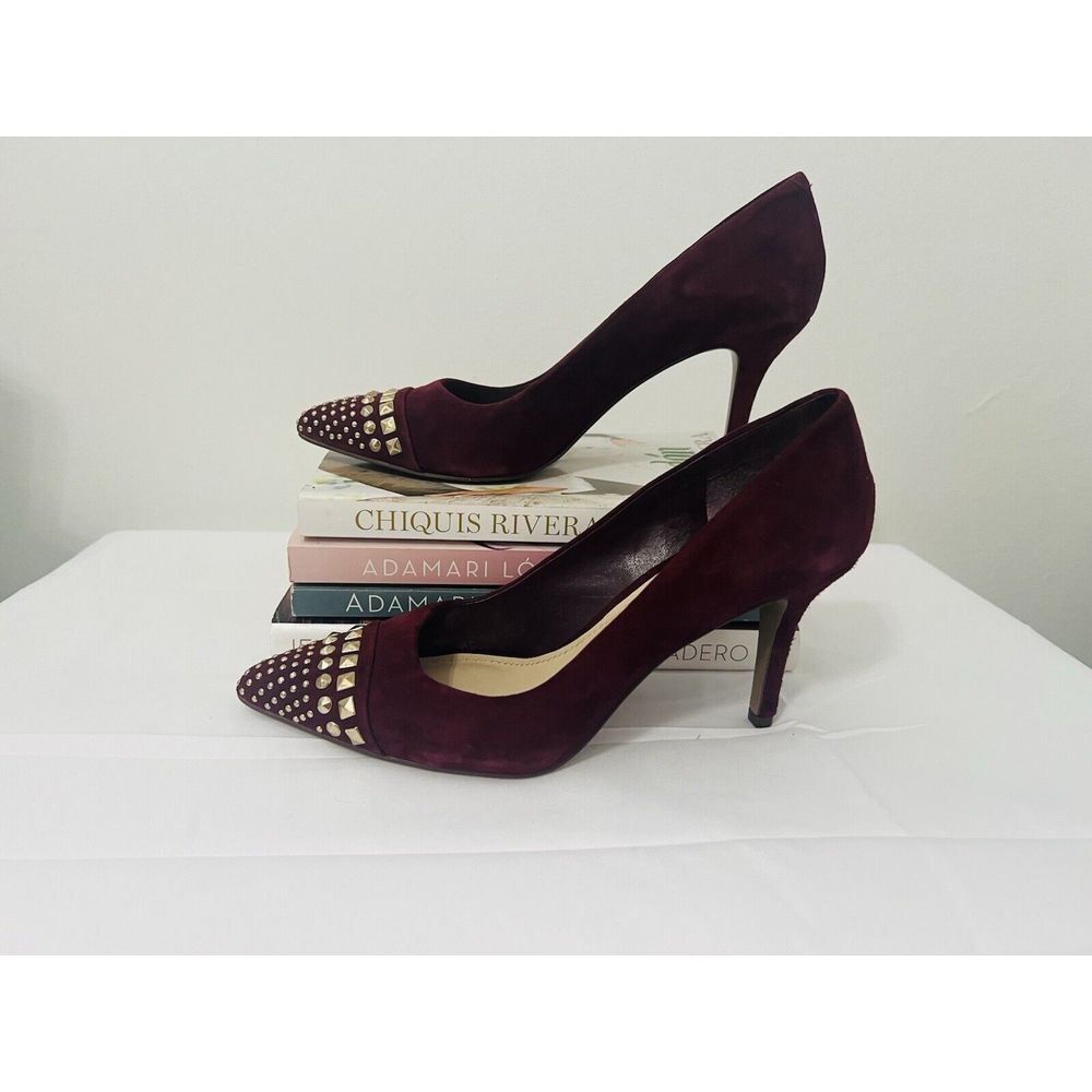 NWOB BCBGeneration Womens Burgundy‎ Studded Pointy Pumps/Heels 6.5M